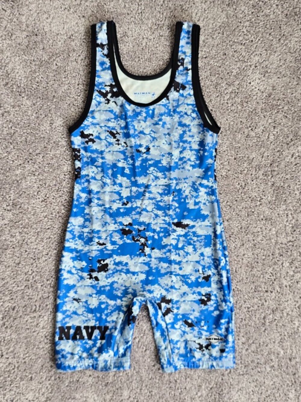 Matman 211 Camo Singlet Series Wrestling Singlet Heavy Duty Large L Navy Camo